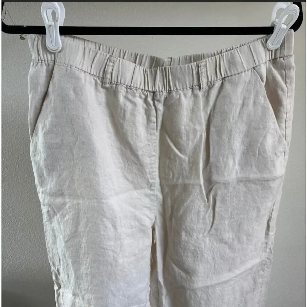 Quince European Linen Pants Trousers Slacks in Flax Sz L Preppy Comfort Classic